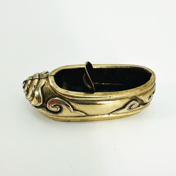 Vintage Brass Shoe Collectors Cigarette Holder Miniature Small Ashtray - Picture 1 of 13